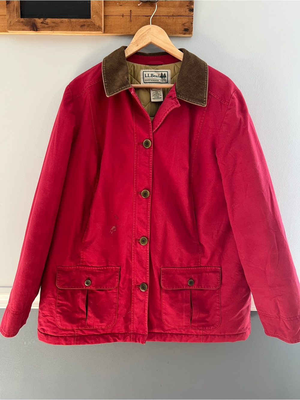 Vintage 90s L.L.Bean Thinsulate Barn Coat Field Jacket Red Large